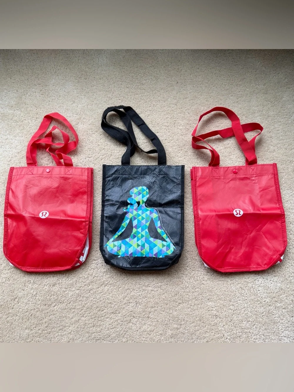 Lot of 3 Reusable Small Lululemon Bags w/ Handles - VGUC - 9”x11”